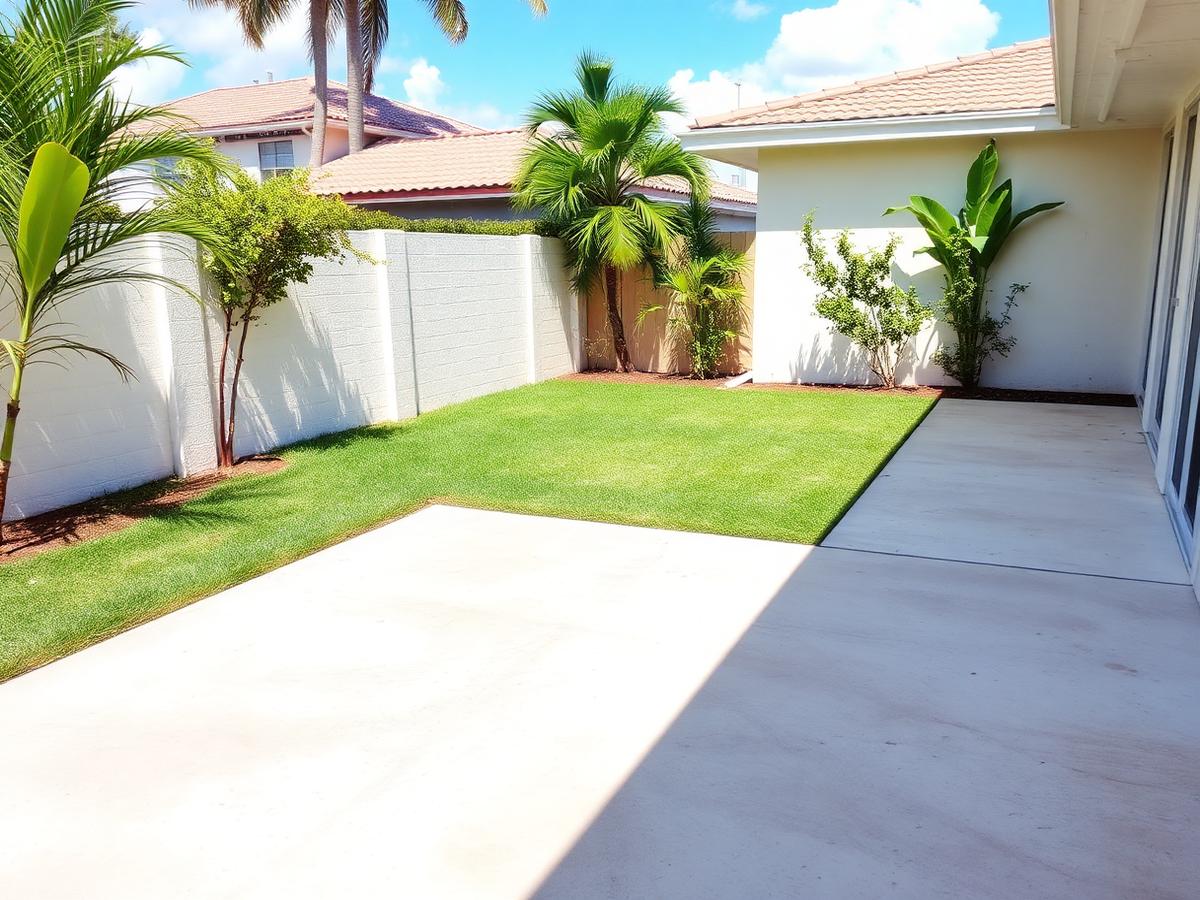 The same backyard clear and tidy after debris removal